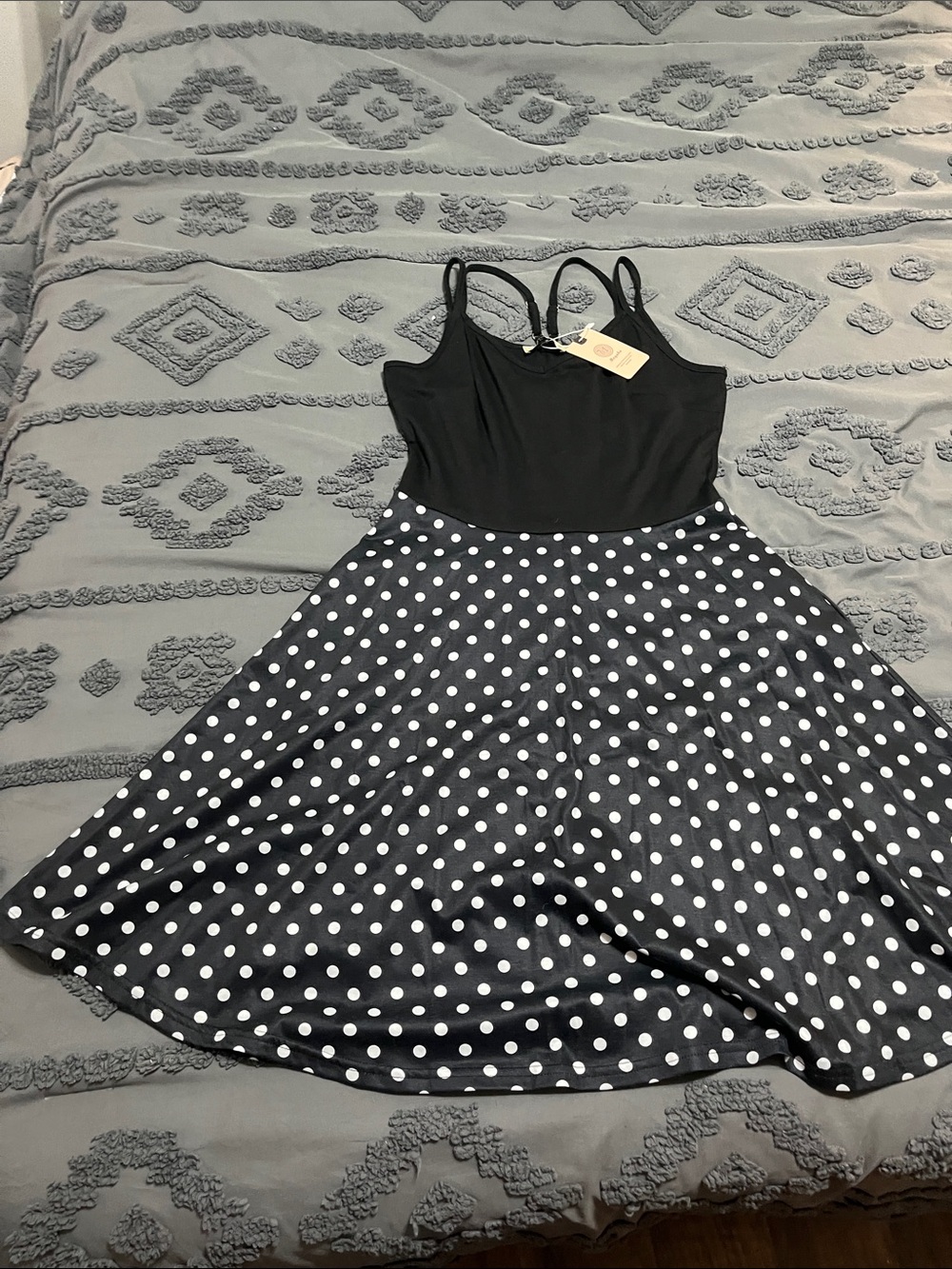 Black Polka Dot A-line Dress - Women
